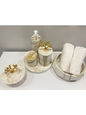 UltraMint Şık ve Modern Mermer Desenli Banyo Seti, Pratik ve Şık Tasarım