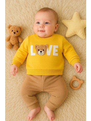 Hazego Bear Love Nakışlı % 100 Pamuklu 2'li Erkek Takım