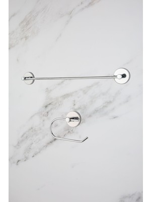 UltraMint Krom Uzun Havluluk ve Peçetelik Seti, Şık Banyo Aksesuarları