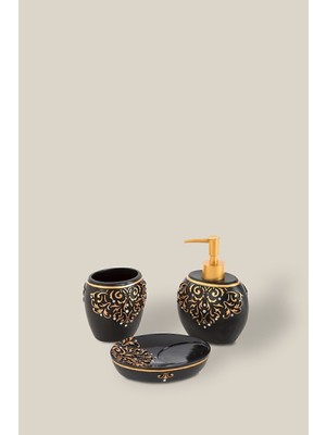UltraMint Şık Siyah 3 Parça Banyo Aksesuar Seti, Modern ve Kullanışlı Tasarım