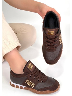 Karahanbey Marje Kahverengi Cilt Bağcıklı Spor Ayakkabı - Lisinya