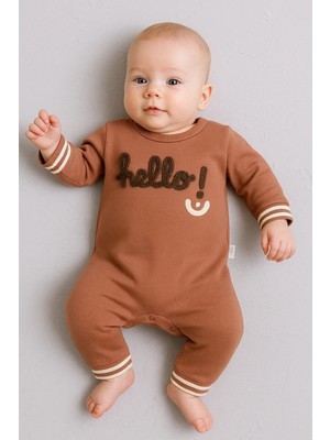 Hazego Hello Nakışlı % 100 Pamuk Erkek Bebek Tulum