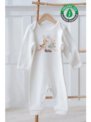 Lilabio %100 Pamuk Isme Özel Isimli Doğum Günü Bebek Tulum Ördek