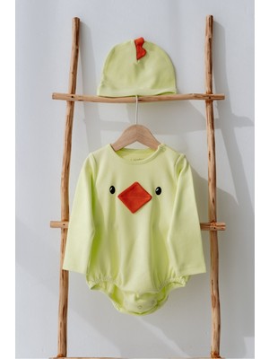 Lilabio %100 Pamuk Civciv Kostüm Body & Şapka Seti – Unisex Bebek Hediye Seti