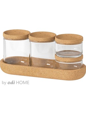UltraMint 5'li Banyo Düzenleme Seti, Mantar Kapaklı Standlı Cam Organizatör