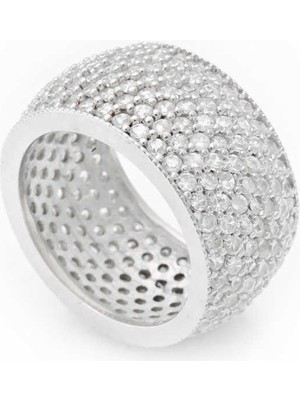 Fumeyabi Gümüş 7 Sıra Beyaz Tamtur Bayan Alyans Yüzük