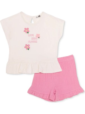 Hellobaby Hellobaby, Kız, Tshirt-Şort, Çiçek Baskılı, Ditsy Flower, Bisiklet Yaka, Kısa Paça, Kısa Kol