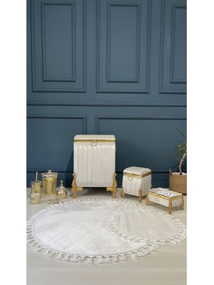 UltraMint Şık Ipek Kadife Çamaşır Sepeti, Paspas, Banyo ve Klozet Seti, Fırça ve Sıvı Sabunluk