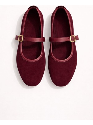 Slipcat Kadın Babet Ayakkabı Kadife Altın Tokalı Ofis Ev Ayakkabısı