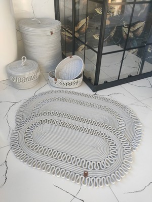 UltraMint Pratik ve Şık Banyo Seti, Jüt Malzeme, Paspas ve Sepetler Included