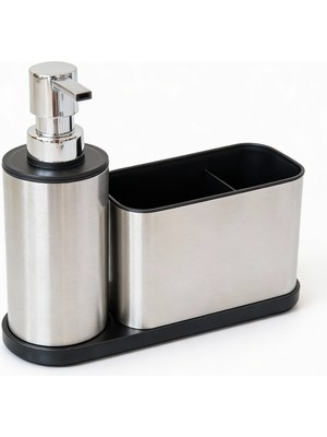 UltraMint Modern Paslanmaz Çelik Sıvı Sabunluk ve Organizer Seti, Şık Tasarım