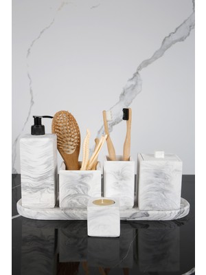 UltraMint 7 Parça Mermer Desenli Banyo Seti, Şık ve Fonksiyonel Tasarım