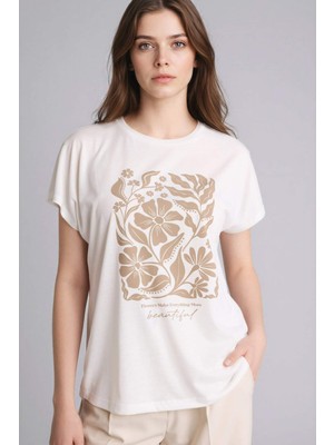 DeFacto Bisiklet Yaka Çiçekli Kısa Kollu Tişört G8804AX26SP