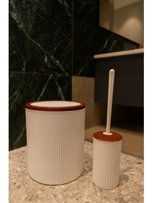 UltraMint Modern 2'li Banyo Seti, Çöp Kovası ve Wc Fırçalık, Beyaz, 6 Litre