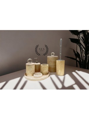 UltraMint Şık 7'li Mermer Banyo Seti, Modern ve Zarif Tasarım