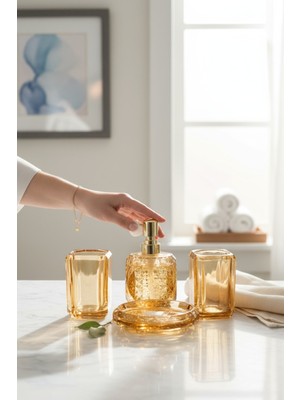 UltraMint Parlak Akrilik Kristal Banyo Seti, Şık ve Modern Tasarım