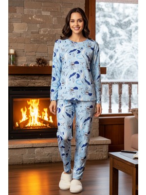 Remsa Kadın Desenli Comfort Pijama Takımı 0511 Mavi
