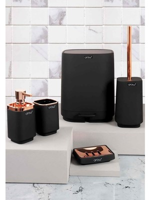 UltraMint Şık Siyah 5'li Banyo Seti, Zarif ve Kullanışlı Tasarım