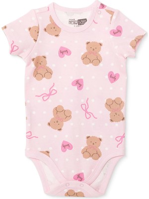Hellobaby Hellobaby, Kız, Kısa Kol Body, Ayı Baskılı, Çıtçıtlı, Çıtçıtlı Yaka, Kısa Kol