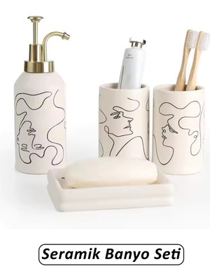 UltraMint Şık 4 Parça Seramik Banyo Seti, Modern Tasarım ve Kalite