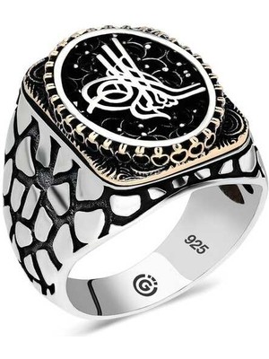 Fumeyabi Gümüş Tuğra Oval Erkek Yüzük