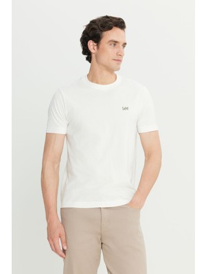 Lee %100 Pamuk Regular Fit Normal Kesim Beyaz Basic Tişört