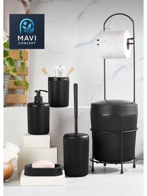 UltraMint 6 Parça Banyo Seti: Çöp Kovası, Tuvalet Kağıtlığı, Fırça, Sabunluk, Diş Fırçalık