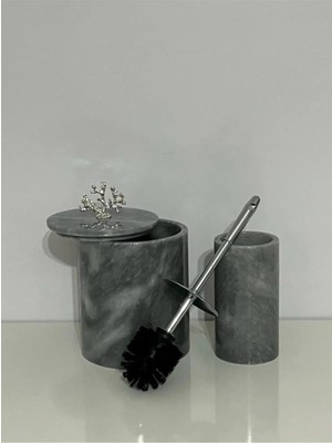 UltraMint Gri Mermer Banyo Seti 2'li, Şık ve Dayanıklı Tasarım