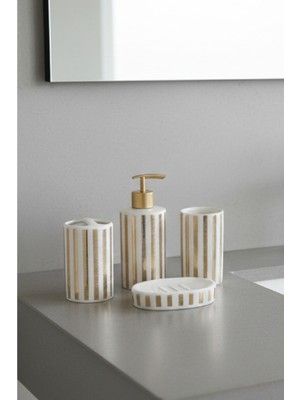 UltraMint Beyaz Gold Banyo Sabunluk Seti, Şık ve Kullanışlı Tasarım