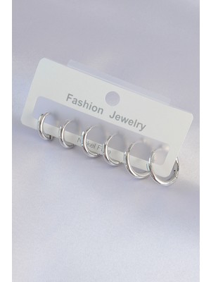 Nuveden Ieg™ Pirinç Gümüş Renk Oval Küpe Seti NVDN-RSBJT34