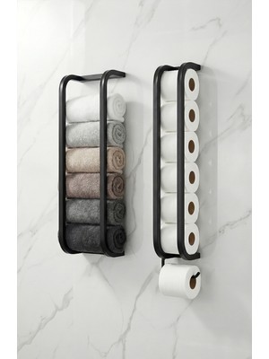 UltraMint Şık ve Fonksiyonel Banyo Seti, Vidalı Havluluk ve Tuvalet Kağıtlığı