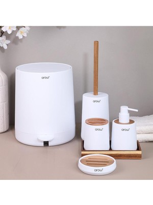 UltraMint Şık 5'li Banyo Seti, Beyaz, Modern ve Fonksiyonel Tasarım