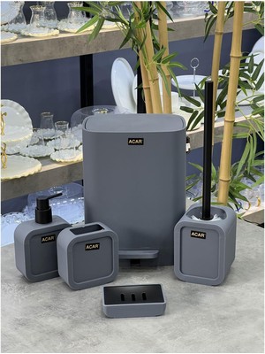 UltraMint Şık Akrilik 5 Parça Banyo Seti, Modern ve Zarif Tasarım