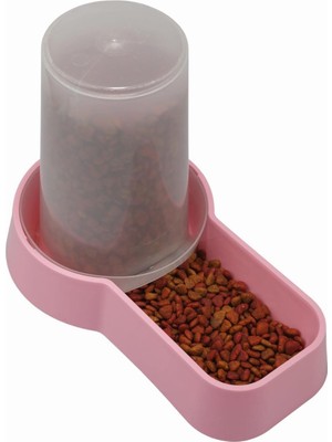 Braventa Collection Hazneli Plastik Kedi-Köpek Mama ve Su Kabı 1,5 Lt Kare Pembe