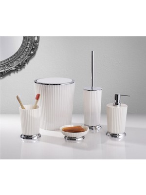 UltraMint Şık 5 Parça Beyaz Krom Banyo Seti, Modern ve Zarif Tasarım