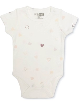 Hellobaby Hellobaby, Kız, Kısa Kol Body, Kalp Baskılı, Çıtçıtlı, Çıtçıtlı Yaka, Kısa Kol