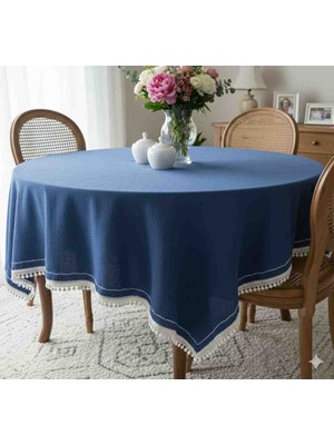 Yarımada Kadın Kooperatifi ​yumuşak Dokulu Kenar Nakışlı ve Dantel Detaylı Masa Örtüsü - 150X140 cm