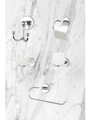 UltraMint Krom 5'li Banyo Seti, Diş Fırçalık, Sabunluk, Çatal Askı, Wc Kağıtlığı