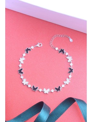 İnnuendo Jewelry 925 Ayar Gümüş Sıralı Kelebek Bileklik
