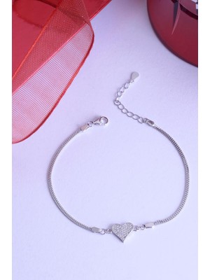 Innuendo Jewelry 925 Ayar Gümüş Taşlı Kalpli Bileklik