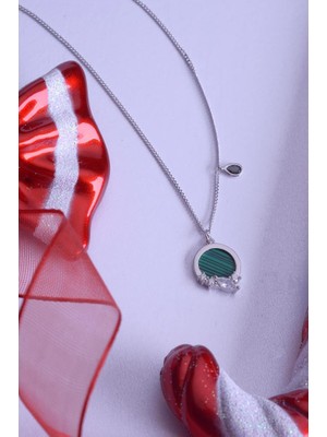 Innuendo Jewelry 925 Ayar Gümüş Damla Taş Detaylı Oval Kolye