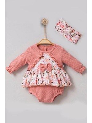 Hazego Bahar Çiçekleri Desenli Bandanalı Kız Bebek Romper