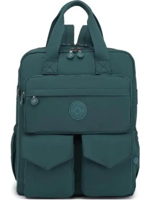Smart Bags Büyük Boy Krinkıl Kumaş Sırt Çantası BC 1175 - Petrol Yeşil