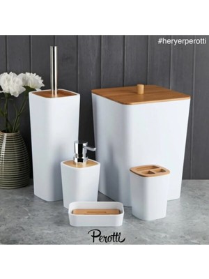 UltraMint Şık Beyaz Gümüş Banyo Seti, 5 Parça, Modern ve Kullanışlı Tasarım