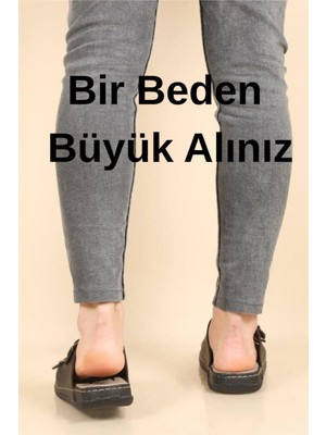 Liarca Yumuşak Deri Ortopedik ve Hafif Taban Çift Toka Ayarlanabilir Erkek Terliği Çeyiz Terlik