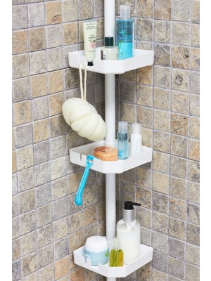 UltraMint Pratik 4 Katlı Banyo Köşe Rafı, Montaj Gerektirmez, Şık ve Kullanışlı