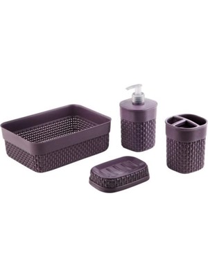 UltraMint Şık 4'lü Banyo Aksesuar Seti, Pratik ve Zarif Tasarım