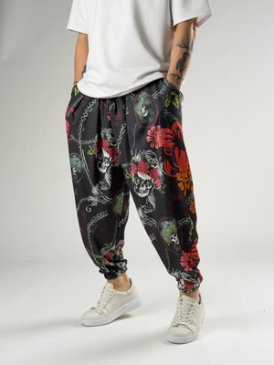 Cocopelli Kuru Kafa Desenli Pileli Erkek Yarım Şalvar COC2827