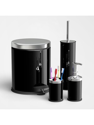 UltraMint Şık Tasarım Paslanmaz Çelik Banyo Seti, 4'lü Fırçalık ve Sabunluk