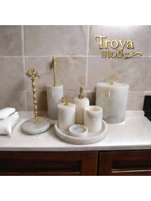 UltraMint Şık ve Dayanıklı 8'li Mermer Banyo Seti, Şıklığınızı Tamamlar